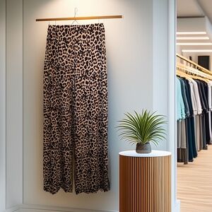 Zara Wide Leg Palazzo Lounge Pant Cheetah Print Small